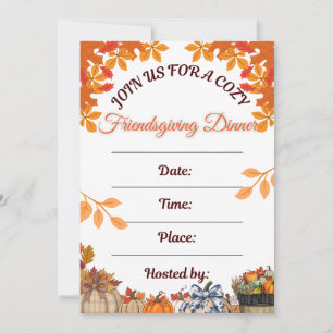 Invitation Dîner Cosy de Friendsgiving Art