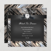 Invitation Dîner Cravate noir Silver Sepia noir (Devant / Derrière)
