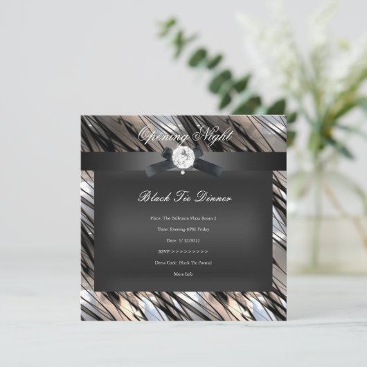 Invitation Dîner Cravate noir Silver Sepia noir (Debout devant)