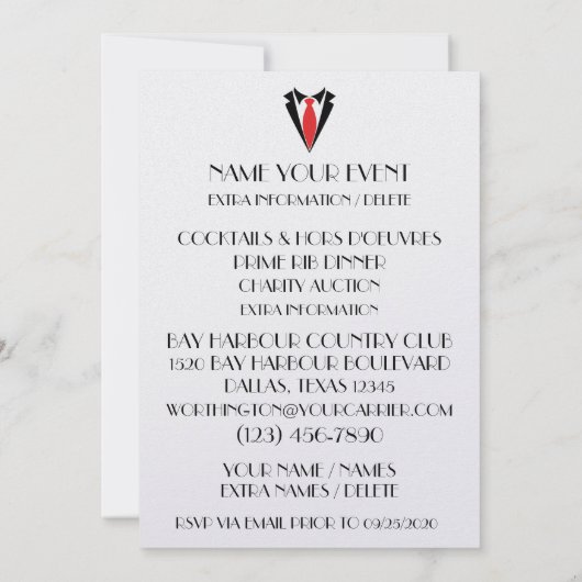 Invitation Dîner Cravate Rouge (Dos)