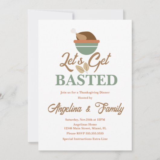 Invitation Dîner d’action de grâces Dîners, Dîners à la dinde (Devant)