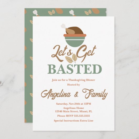 Invitation Dîner d’action de grâces Dîners, Dîners à la dinde (Devant / Derrière)