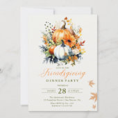 Invitation Dîner d'action amicale Aquarelle Citrouilles flora (Devant)
