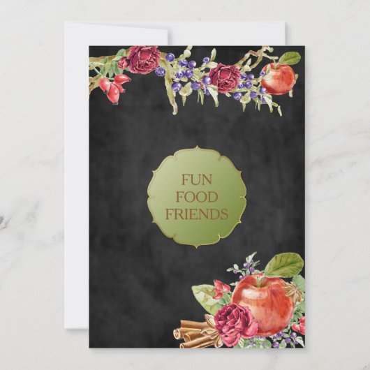 Invitation Dîner d'action amicale Pommes d'automne cannelle R (Dos)