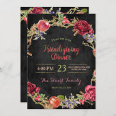 Invitation Dîner d'action amicale Pommes d'automne cannelle R (Devant / Derrière)