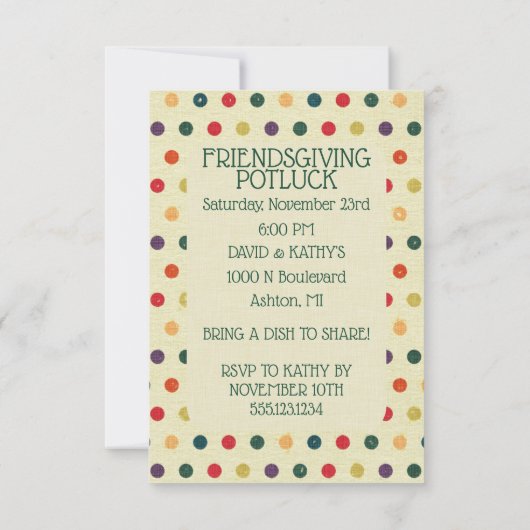 Invitation Dîner d'Action d'Amabilité Citrouille S (Dos)