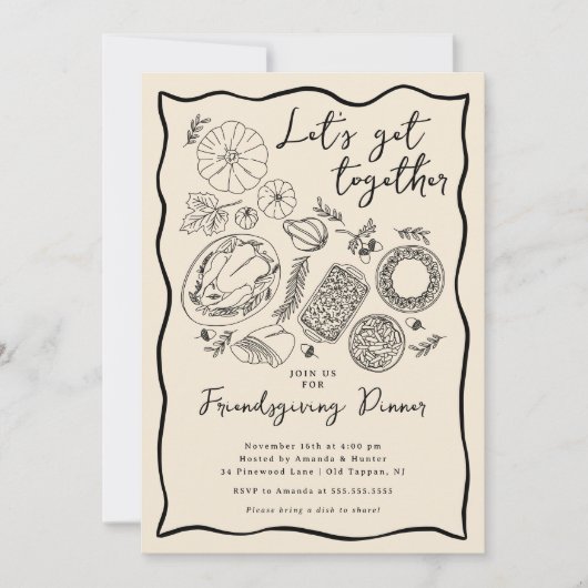 Invitation Dîner D'Action D'Amabilité Dessinée À L (Devant)