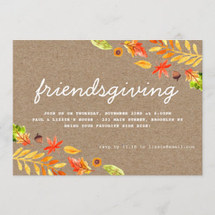 Invitation Dîner d'Action d'Ami L'automne part Thanksgiving