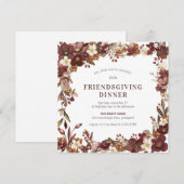 Invitation Dîner d'action d'amitié Burgundy Mauve Blanc Flora (Devant / Derrière)