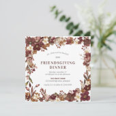 Invitation Dîner d'action d'amitié Burgundy Mauve Blanc Flora (Debout devant)