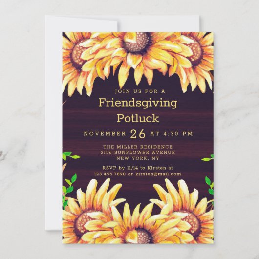 Invitation Dîner d'action d'amitié Potluck Russe Automne Tour (Devant)