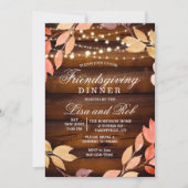 Invitation Dîner d'action d'amitié Rustic Fall Leaf Invitatio (Devant)