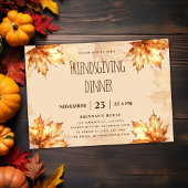 Invitation Dîner d'action d'amitié Rustique Élégant Thanksgiv