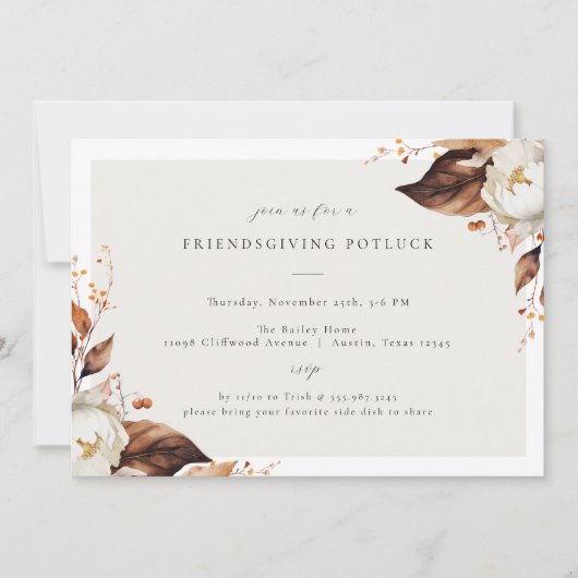 Invitation Dîner d'action de fleurs automne (Devant)