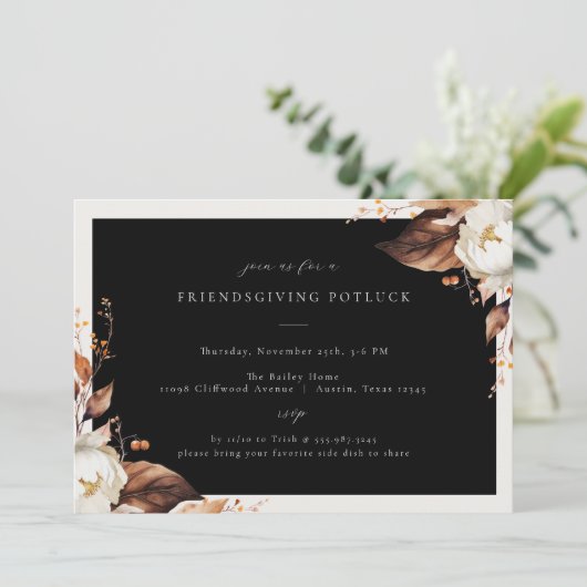 Invitation Dîner d'action de fleurs automne (Debout devant)