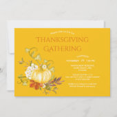 Invitation Dîner d'action de grâce Aquarelle Citrouille Feuil (Devant)
