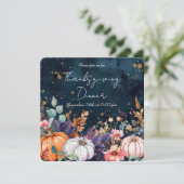 Invitation Dîner d'action de grâce Aquarelle Citrouilles Invi (Debout devant)