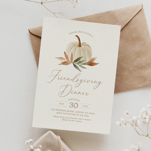 Invitation Dîner d'Action de Grâce avec des citrouilles à l'a