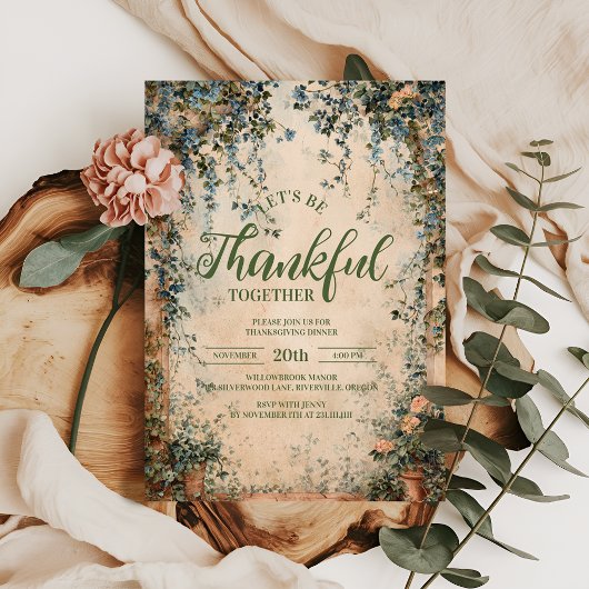 Invitation Dîner d'action de grâce bleu et orange