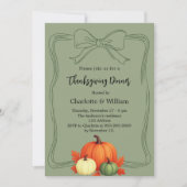 Invitation Dîner d'action de grâce citrouille arc muet moss v (Devant)