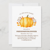Invitation Dîner d'action de grâce. Citrouille floral convivi (Devant)