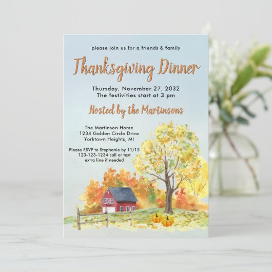 Invitation Dîner d'action de grâce Citrouilles de la scène d' (Debout devant)