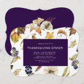 Invitation dîner d'action de grâce de feuillage pourpre d'aut (Devant / Derrière)