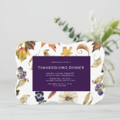 Invitation dîner d'action de grâce de feuillage pourpre d'aut (Debout devant)