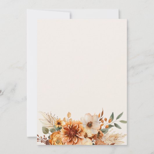 Invitation dîner d'action de grâce de fleurs de chute (Dos)