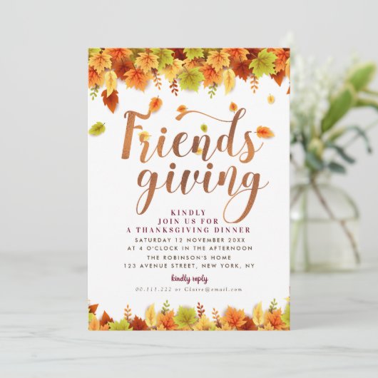 Invitation Dîner d'action de grâce du feuillage d'automne (Debout devant)