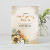 Invitation Dîner d'action de grâce Oiseaux d'automne tourneso (Debout devant)