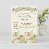 Invitation Dîner d'action de grâce Vert ivoire Brown or (Debout devant)