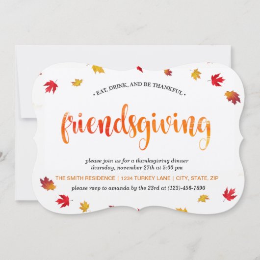 Invitation Dîner d'action de grâces (Devant)