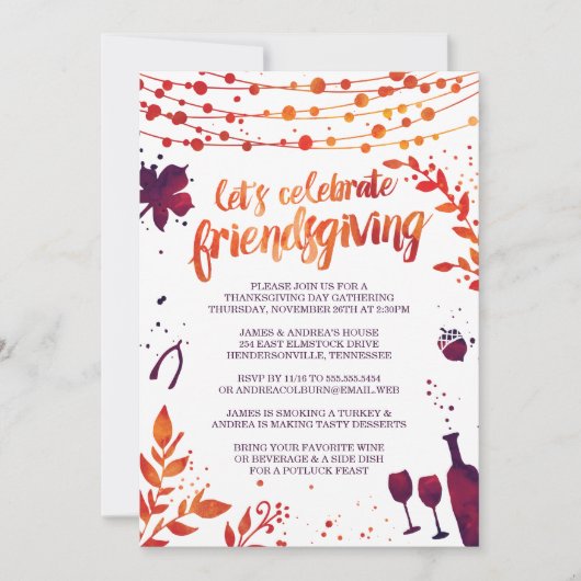 Invitation Dîner d'action de grâces (Devant)