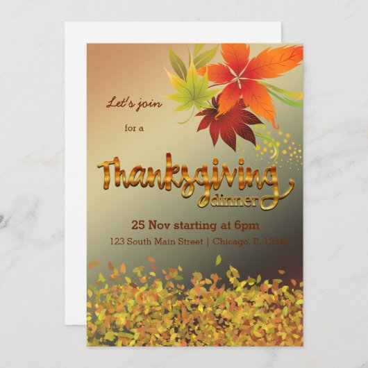 Invitation Dîner d'action de grâces (Devant / Derrière)
