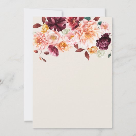 Invitation dîner d'action de grâces à fleurs d'automne rustiq (Dos)