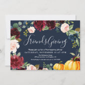 Invitation Dîner d'action de grâces à fleurs de la marine bor (Devant)