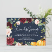 Invitation Dîner d'action de grâces à fleurs de la marine bor (Debout devant)