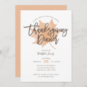 Invitation Dîner d'action de grâces à la feuille d'automne (Devant / Derrière)
