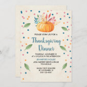 Invitation Dîner d'action de grâces à l'orange Citrouille (Devant / Derrière)