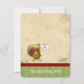 Invitation Dîner d'action de grâces amusant (Dos)
