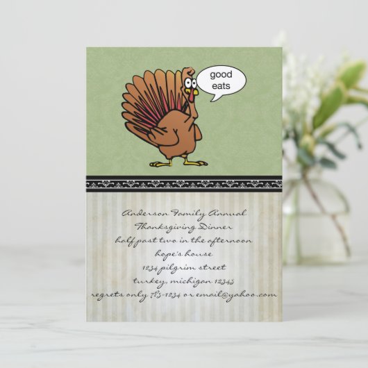 Invitation Dîner d'action de grâces amusant (Debout devant)