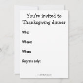 Invitation Dîner d'action de grâces amusant (Dos)