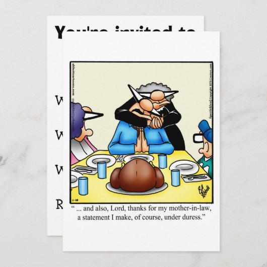 Invitation Dîner d'action de grâces amusant (Devant / Derrière)