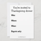 Invitation Dîner d'action de grâces amusant (Dos)