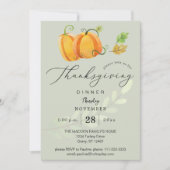 Invitation Dîner d'action de grâces Aquarelle Citrouille Duo  (Devant)