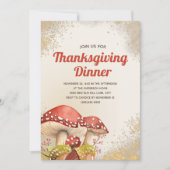 Invitation Dîner d'action de grâces Automne Champignons rouge (Devant)