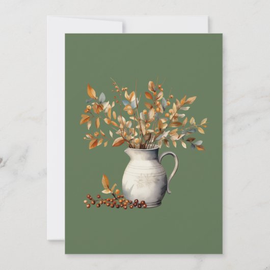 Invitation Dîner d'action de grâces Automne vert d'olive (Dos)