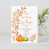 Invitation Dîner d'action de grâces aux couleurs Citrouilles (Debout devant)