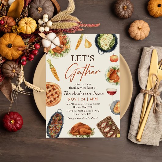 Invitation Dîner d'action de grâces avec la Turquie Rassemblo